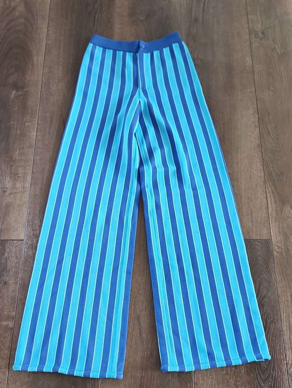 Simon Miller Jabber Pants High Rise Flat Front Wide Leg Trousers Blue Stripe XS